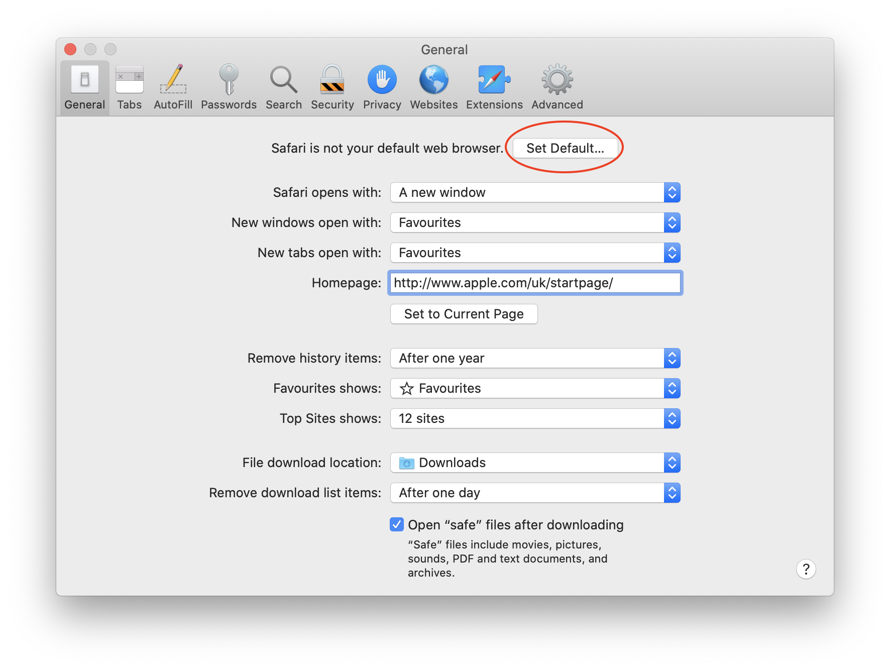 how to set default browser to safari on mac